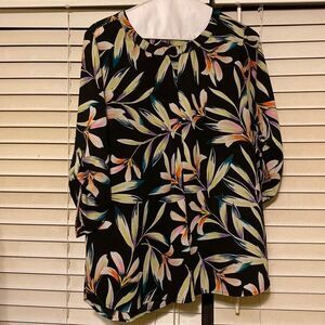 CUTE COLORFUL VACATION Floral TOP Blouse SIZE XL